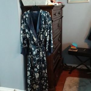 Halston satin full-length nightgown with matching